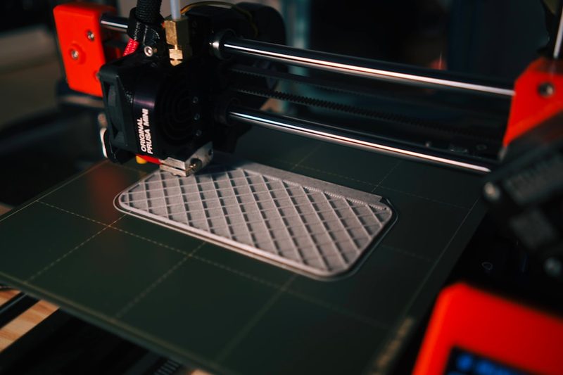 Close view of a 3D print in progress